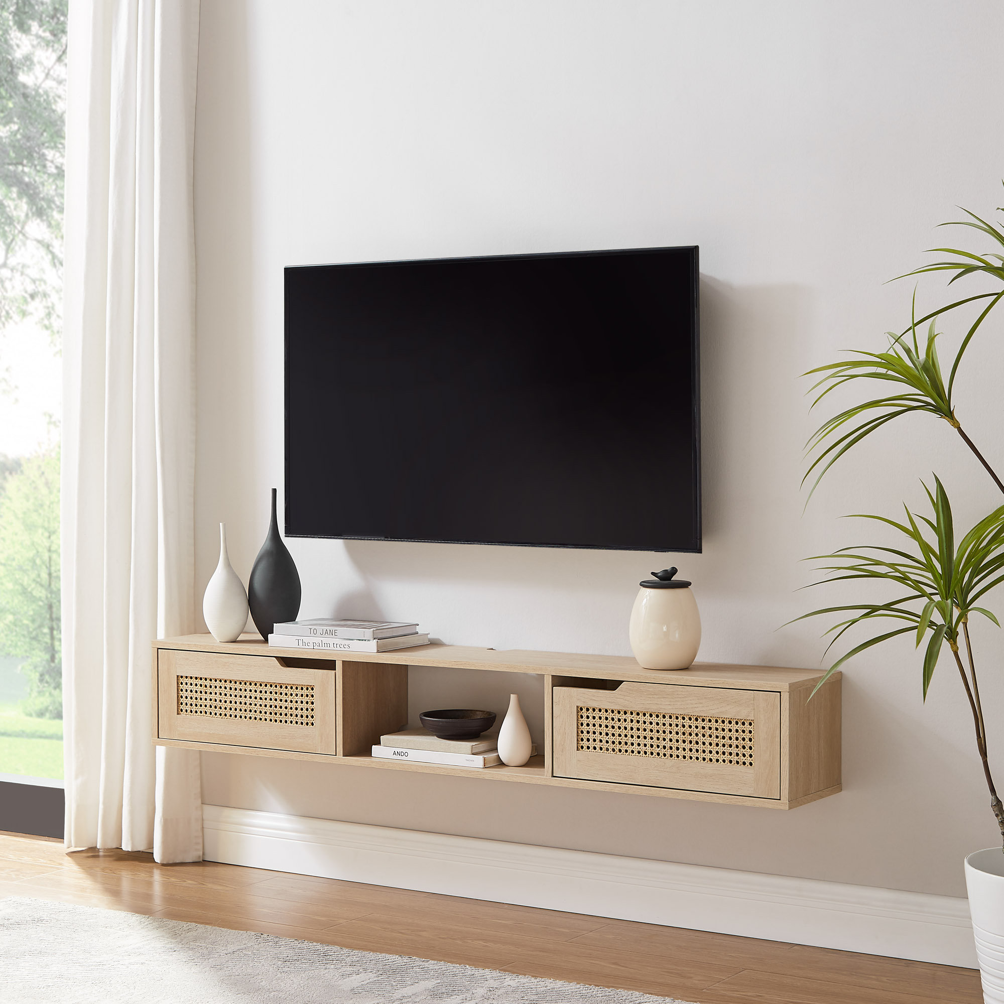 J&E Home 68.9 in. Black Entertainment Center TV Stand set with with Storage  Cabinets, Adjustable Shelf Fits TV's up to 75 in. GD-W67936018